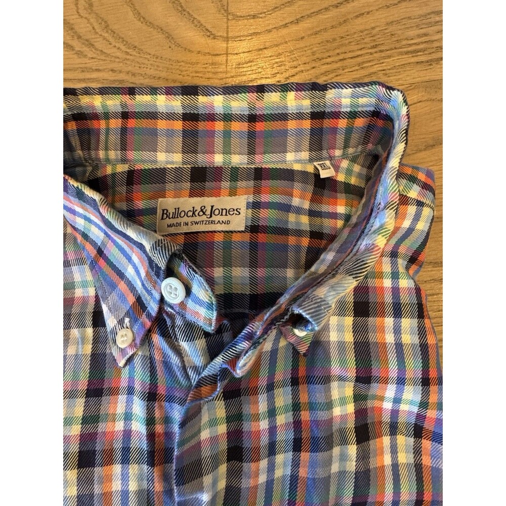 Vintage Men’s Bullock & Jones Plaid Multi Color Button Up 100% Cotton XXL